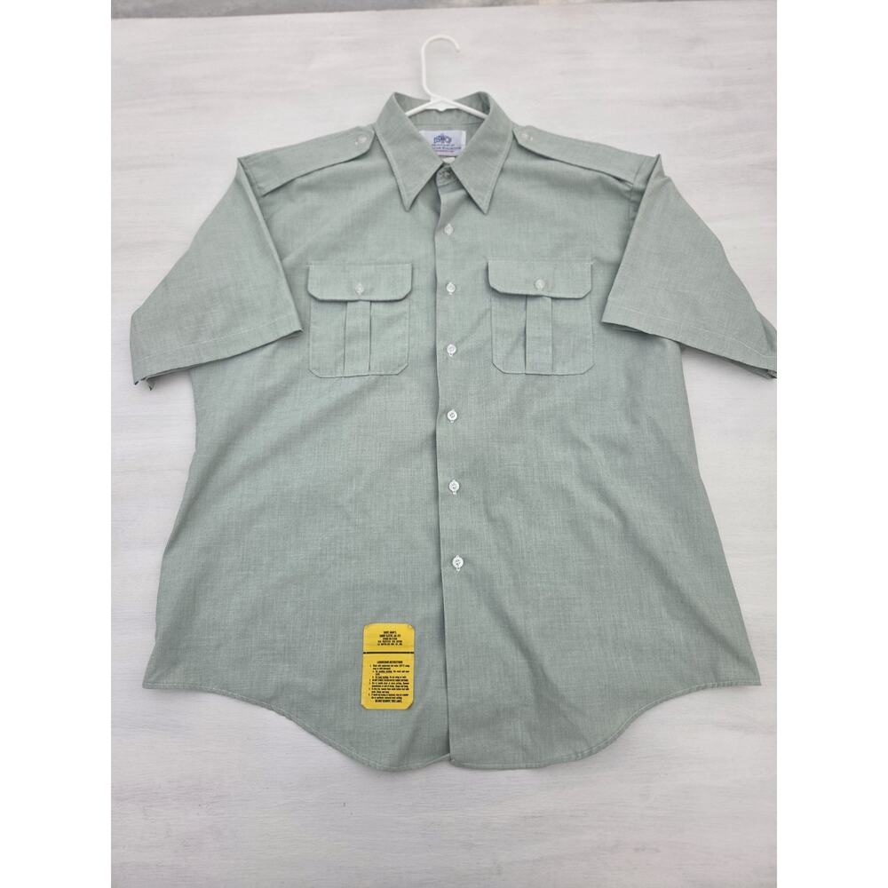 DSCP Shirt Mens 18 Green Army Garrison Short Sleeve Button Up Pockets